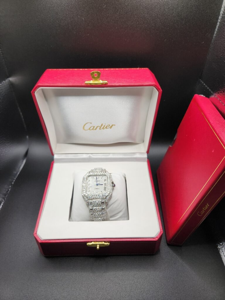 Iced Out Cartier Santos with Moissanite Diamonds
