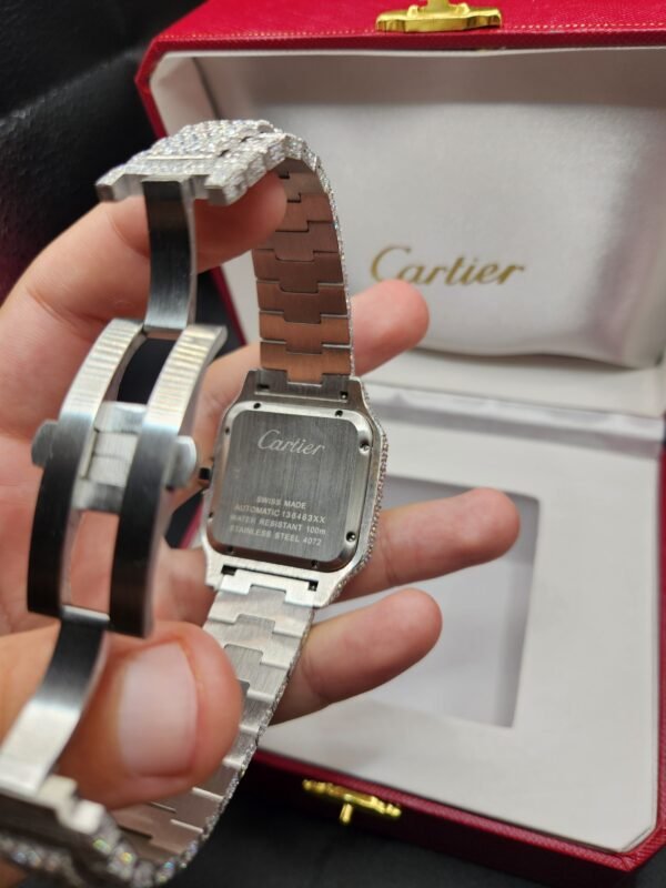 Iced Out Cartier Santos with Moissanite Diamonds - Image 5