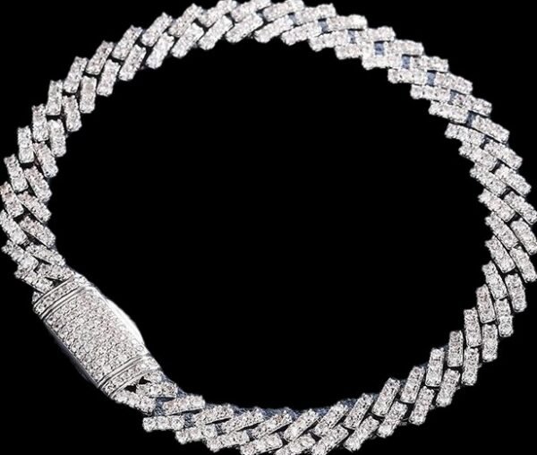 Micro Diamond Prong Moissanite Cuban Necklace in Silver