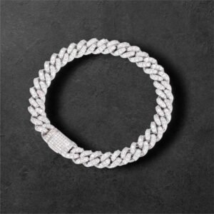 Moissanite-Diamond-S925-Silver-Cuban-Bracelet