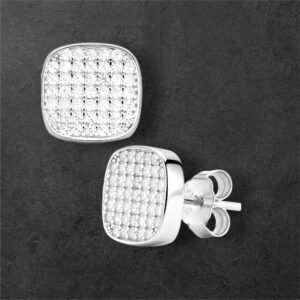 Moissanite Diamond Square Pave Cluster Earrings S925 Silver
